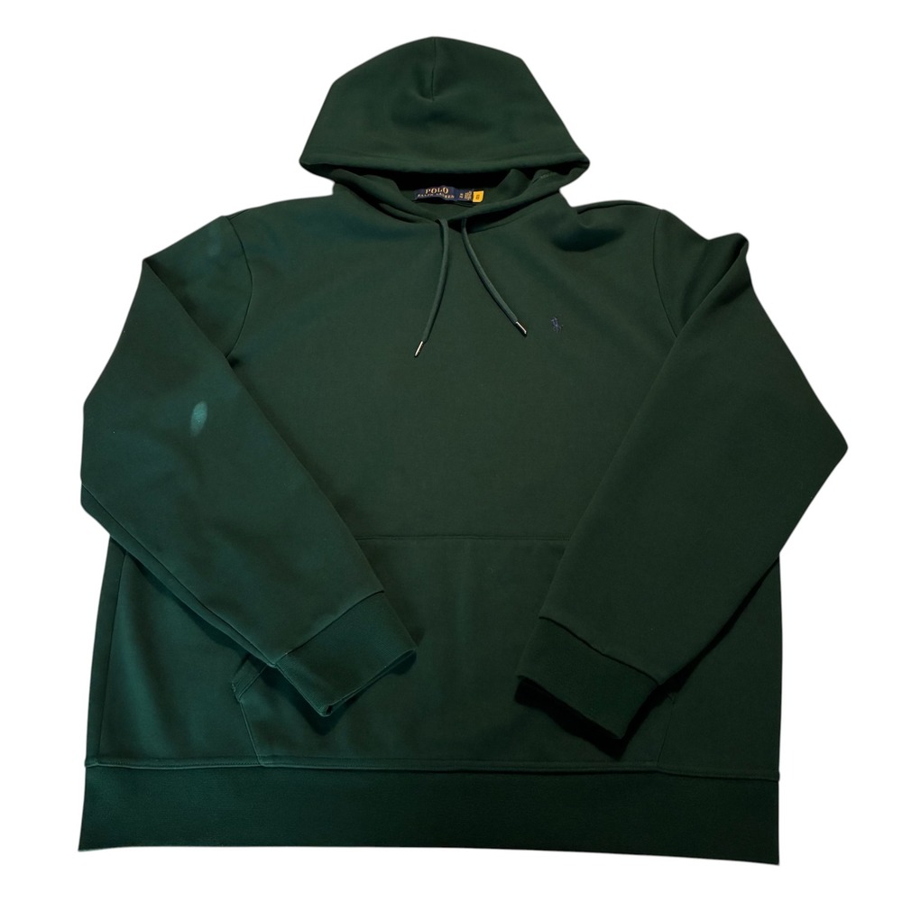 Polo Ralph Lauren Mens Green Hoodie Double Knit Pony Logo Pullover Size XL